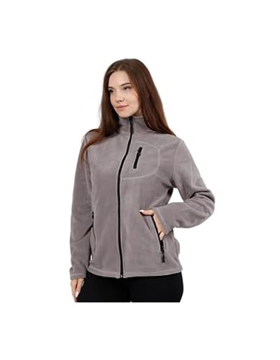 GENIUS STORE Kadın Polar Tam Fermuarlı Outdoor 3 Cepli Spor Polar Ceket