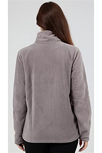 GENIUS STORE Kadın Polar Tam Fermuarlı Outdoor 3 Cepli Spor Polar Ceket (AÇIK GRİ/XL) XL