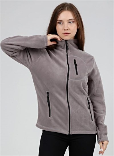 GENIUS STORE Kadın Polar Tam Fermuarlı Outdoor 3 Cepli Spor Polar Ceket