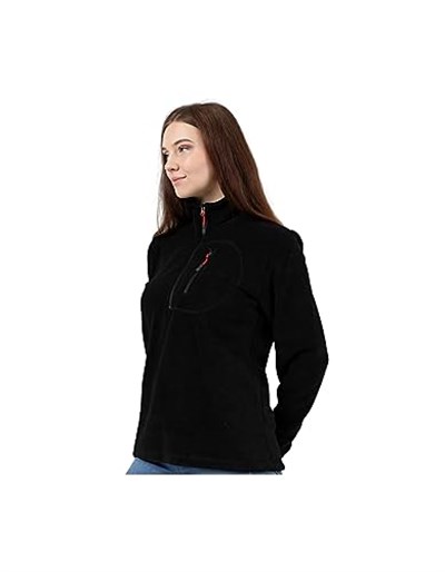 GENIUS STORE Kadın Polar Yarım Fermuarlı Outdoor Cepli Spor Polar