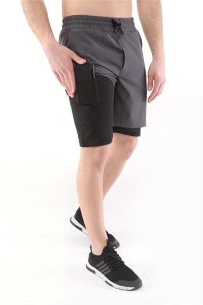 GENIUS STOREErkek Running Hızlı Kuruma Micropoly Antrenman Halısaha Fitness Kısa Taytlı Outdoor Şort