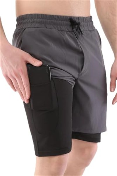 GENIUS STOREErkek Running Hızlı Kuruma Micropoly Antrenman Halısaha Fitness Kısa Taytlı Outdoor Şort