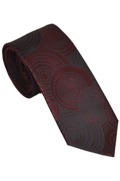 Geometrik Desen Bordo Mendilli Kravat