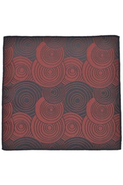 Geometrik Desen Bordo Mendilli Kravat