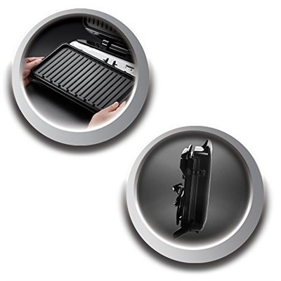 George Foreman 24340-56 Fitness Mangalı Entertaining, Temas Izgarası, Panini ve Sandviç Izgarası, 34,5 x 21 cm Büyük Izgara Yüzeyi, Siyah - Seçenekler: 399x157x352