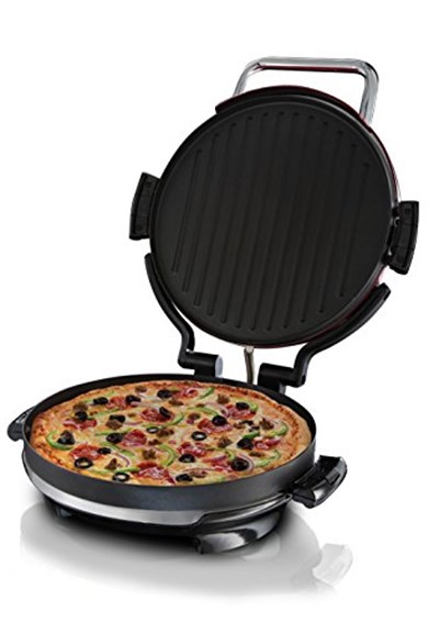 George Foreman 24640-56 Fitness Mangalı Entertaining 360°, Ekstra Büyük Izgara Yüzeyi, Ø 30 cm, Pizza Pişirme Tepsisi, Kırmızı/Siyah