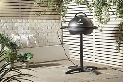 George Foreman Indoor/Outdoor Izgara: Ayakta Izgara ve Masa Izgarası (Iç ve Dış Mekan Kullanımı, Balkon ve Mutfak, Çap 44,5 Cm, Sıcaklık Göstergesi, Yağ Damlama Tepsisi, 22460-56