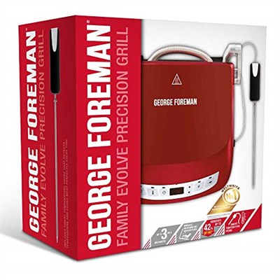 George Foreman Precision Fitness Izgara, Akıllı Sıcaklık Sensörü, 5 Farklı Mod, Contact Grill, Panini ve Sandviç Izgara, 29 X 19 Cm Izgara Yüzeyi, Kırmızı 24001-56