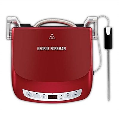George Foreman Precision Fitness Izgara, Akıllı Sıcaklık Sensörü, 5 Farklı Mod, Contact Grill, Panini ve Sandviç Izgara, 29 X 19 Cm Izgara Yüzeyi, Kırmızı 24001-56