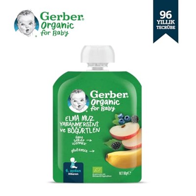 Gerber Organik Muz Yabanmersini Böğürtlen ve Elma Püresi 90 g