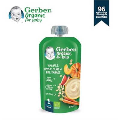 Gerber Organik Yulaflı Elma, Havuç ve Balkabaklı Püre 110g - Seçenekler: Armut, Armut Elma ve Muz, Elma, Elma ve Mango...