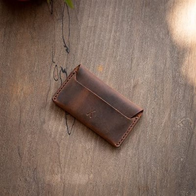 Gerçek Deri Kartlık Cüzdan, Pratik Deri Kartlık, Bol Kart Kapasiteli, Kart ve Kağıt Para, Minimalist Kartlık (Taba - Açık Kahverengi)