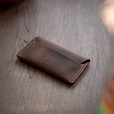 Gerçek Deri Kartlık Cüzdan, Pratik Deri Kartlık, Bol Kart Kapasiteli, Kart ve Kağıt Para, Minimalist Kartlık (Taba - Açık Kahverengi)
