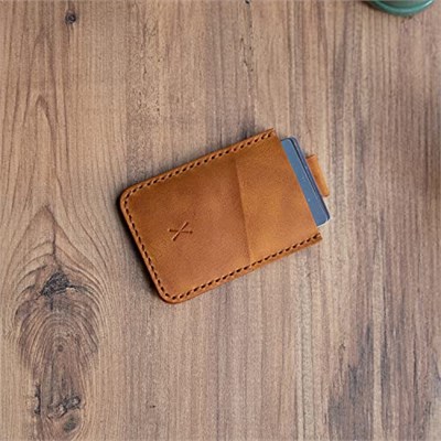 Gerçek Deri Kartlık, Kağıt Para Bölmeli, Kolay Kullanım, Minimalist Tasarım, Hakiki Deri, Çekmeli, Erkek Cüzdan, Uniseks, Kredi Kartı Cüzdan (Camel)