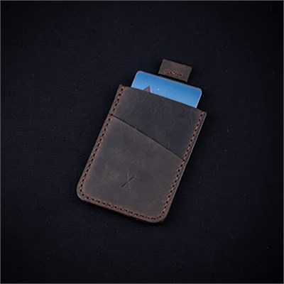 Gerçek Deri Kartlık, Kağıt Para Bölmeli Kartlık, Kolay Kullanım, Minimalist Tasarım, Hakiki Deri, Çekmeli, Erkek Cüzdan, Uniseks Cüzdan, Kredi Kartı Cüzdan, Kartlık Cüzdan (Kestane - Koyu Kahverengi)