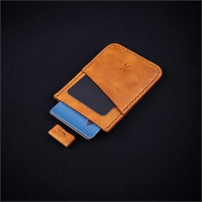 Gerçek Deri Kartlık, Kağıt Para Bölmeli, Kolay Kullanım, Minimalist Tasarım, Hakiki Deri, Çekmeli, Erkek Cüzdan, Uniseks, Kredi Kartı Cüzdan (Camel)