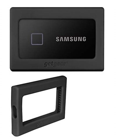 getgear Samsung T7, T7 Touch Taşınabilir SSD için Silikon Tampon - 1 TB, 2 TB, 500 GB, USB 3.2, Güçlü Darbe Emici, Kaymaya Dayanıklı - Siyah (Siyah)