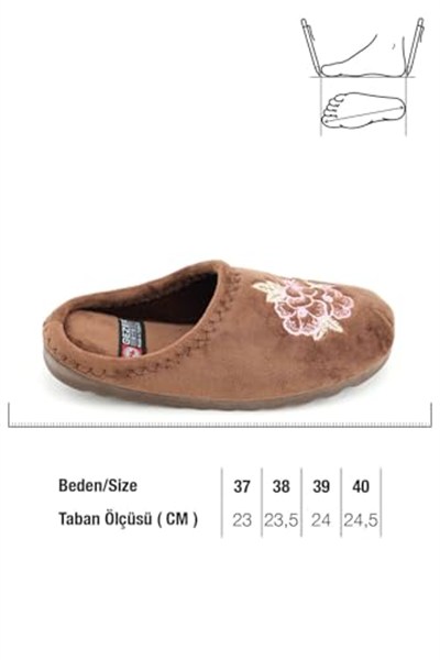 Gezer Kadın Kışlık Çiçek Desenli Ev Bahçe Gondol Terlik GT1KZM.16065.00