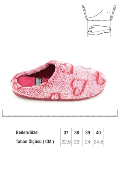 Gezer Kadın Kışlık Nakışlı Kalp Tasarım Rahat Taban Ev Bahçe Gondol Terlik GT1KZM.16059.00