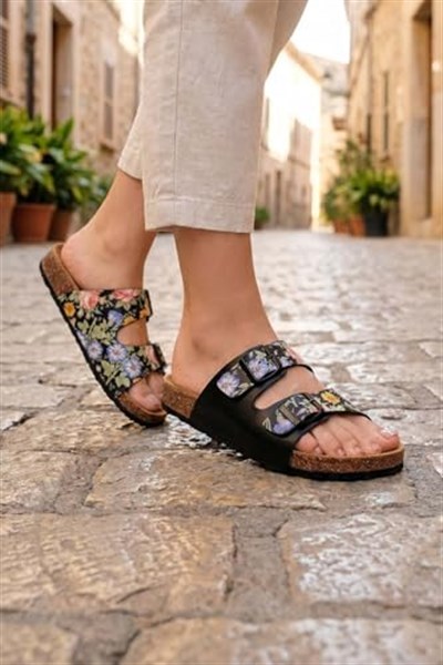Gezer Kadın Yazlık Iki Toka Ayarlanabilir Rahat Mantar Taban Fashion Günlük Terlik GT2YZE.14323.27