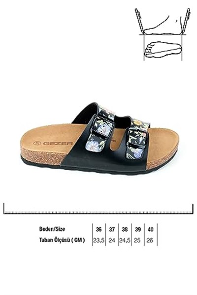 Gezer Kadın Yazlık Iki Toka Ayarlanabilir Rahat Mantar Taban Fashion Günlük Terlik GT2YZE.14323.27