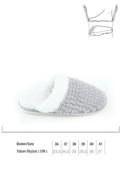 Gezer Kışlık Içi Peluşlu Kadın Ev Bahçe Terlik GT2KZE.14739.01, Gri, 39