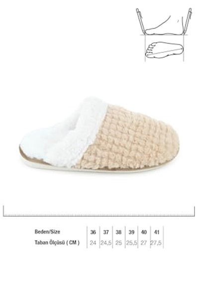 Gezer Kışlık Içi Peluşlu Kadın Ev Terlik GT2KZE.14739.00, Bej, 40
