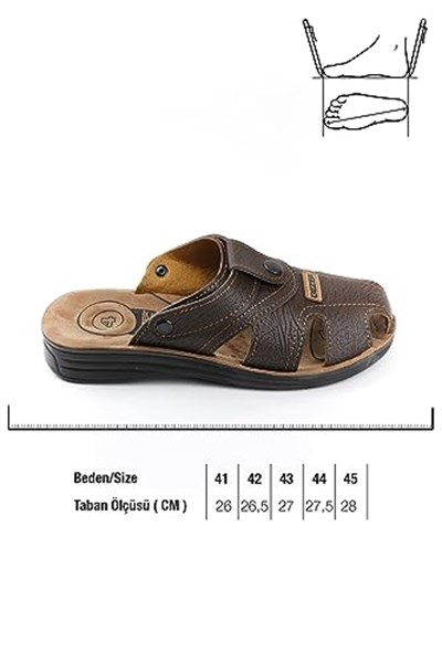 GEZER-Yazlık Erkek Çıtçıtlı Ayarlanabilir Terlik-sandalet (Kahve / 41)