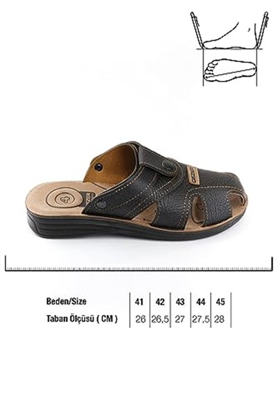 GEZER-Yazlık Erkek Çıtçıtlı Ayarlanabilir Terlik-sandalet (Siyah / 44)