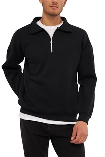 Ghassy Co. Erkek Polo Yaka Oversize Yarım Fermuarlı Sweatshirt