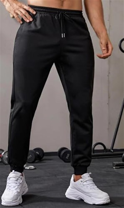 Ghassy Co. Erkek Dar Paça Running Hafif Koşucu Fitness Gym Athletic Dalgıç Kumaş Spor Eşofman Altı SİYAH L
