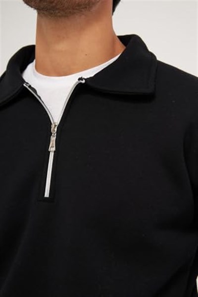 Ghassy Co. Erkek Polo Yaka Oversize Yarım Fermuarlı Sweatshirt