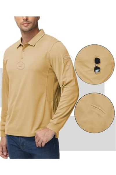 Ghassy Co. Erkek Jersey Golf Polo Gömlek Pike Performans Taktik Askeri Uzun Kollu T-Shirt