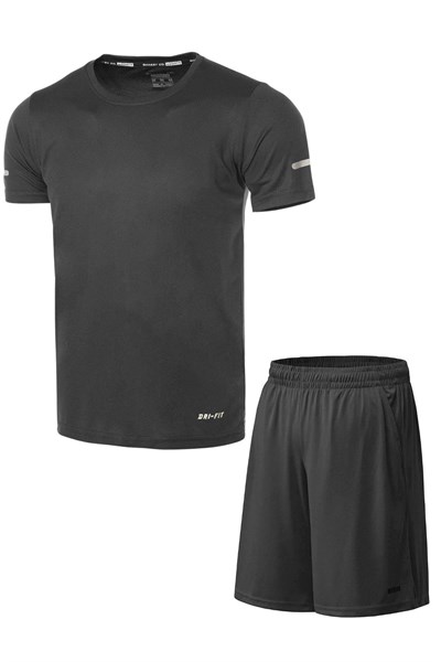 Ghassy Co. Erkek 2li Set Nem Emici Koşu Egzersiz Şort T-shirt Takım