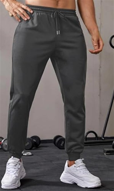 Ghassy Co. Erkek Dar Paça Running Hafif Koşucu Fitness Gym Athletic Dalgıç Kumaş Spor Eşofman Altı FÜME XXL