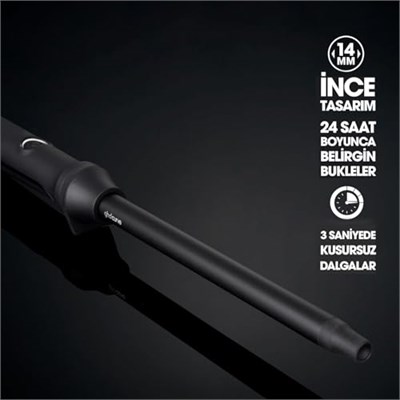 ghd Eğri ince değnek, klipssiz profesyonel saç maşası, siyah