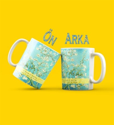 giftmoda Van Gogh Badem Çiçeği Tasarımlı Kupa Bardak