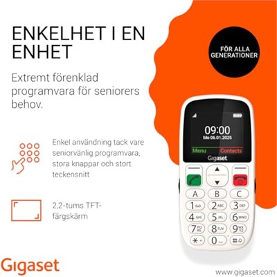 Gigaset GL395 Tuşlu Cep Telefonu Gümüş (Beyaz)