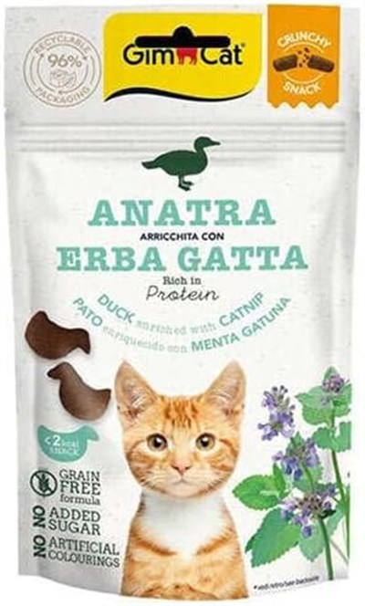 Gimcat Crunchy Snacks Ördekli & Kedi Naneli Tahılsız Kedi Ödülü 50 gr