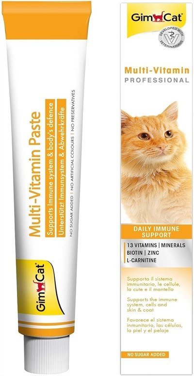 GimCat Kediler İçin Multi-Vitamin, 100 g, Keten Tohumu Yağı (Omega-3 Yağ Asitleri, Dha ve Epanın Temelini Oluşturan Linolenik Asit İçerir), 12 Temel Vitamin
