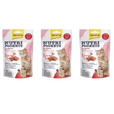 Gimcat Nutripockets Kedi Ödülü Biftek Malt, 60 Gr (3 ADET)