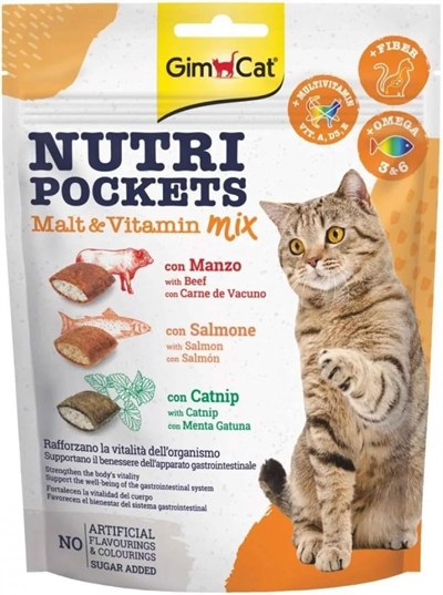 GimCat Nutripockets Kedi Ödülü Malt&Multivitamin, 150 gr