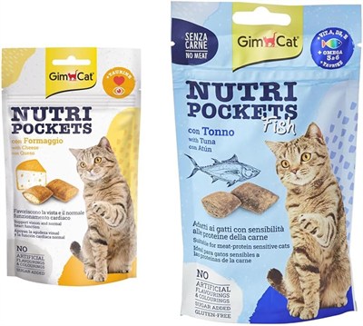 GimCat Nutripockets Kedi Ödülü Peynir Taurin, 60 g & Kedi Ödül Tableti Np Ton Balıklı, 60 g