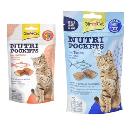GimCat Nutripockets Kedi Ödülü Somon Omega 3&6 60Gr & Kedi Ödül Tableti Np Ton Balıklı, 60 g