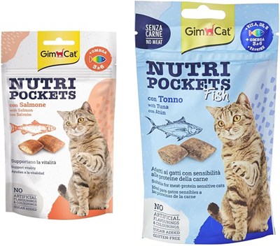 GimCat Nutripockets Kedi Ödülü Somon Omega 3&6 60Gr & Kedi Ödül Tableti Np Ton Balıklı, 60 g