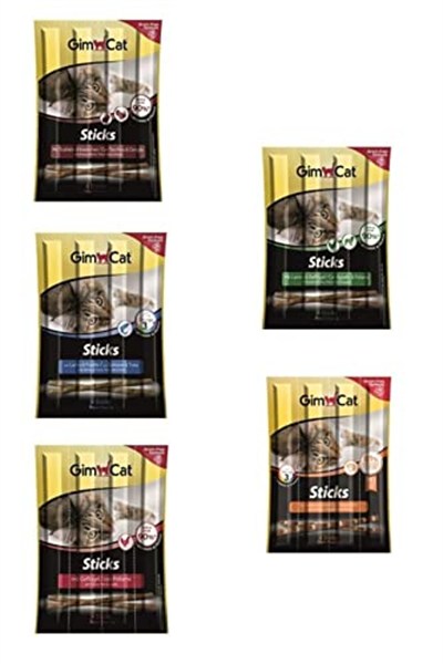 Gimcat Sticks 20 gr 5li Set (Hindi-tavşan/Somon-morina/Kümes Hayvanı/Deniz Tarağı/Kuzu-Tavuk)