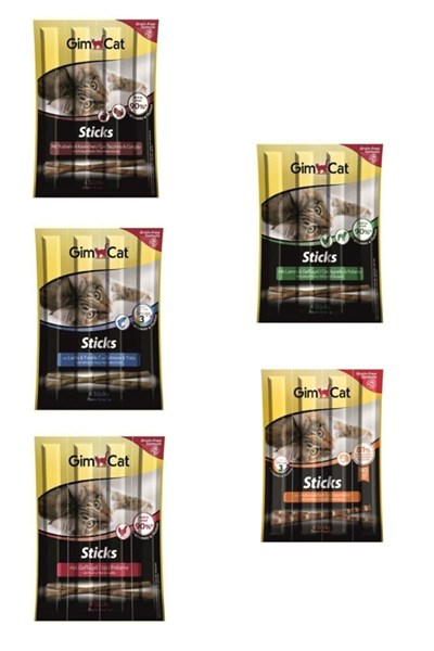 Gimcat Sticks 20 gr 5li Set (Hindi-tavşan/Somon-morina/Kümes Hayvanı/Deniz Tarağı/Kuzu-Tavuk)