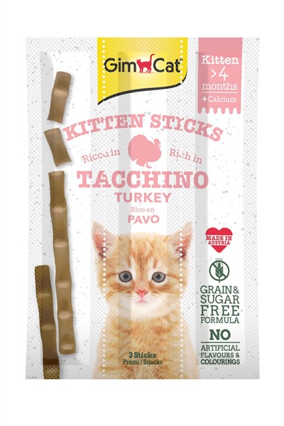 GimCat Sticks Kitten Kedi Ödül Çubukları, Hindili, Yavru Kedi, 3 Çubuk, 32 g