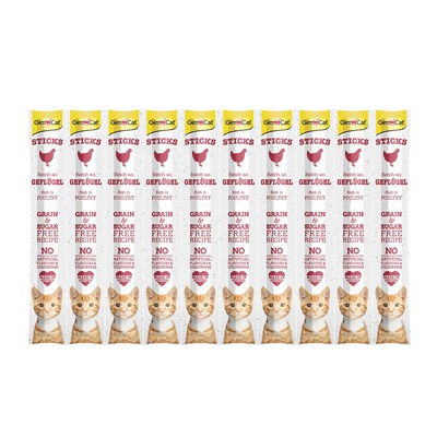 GimCat Sticks Kümes Hayvanları - Yüksek Et İçerikli ve Şeker Katkısız Yumuşak Çiğneme Çubukları - 1 Çoklu Paket (10 Çubuk)