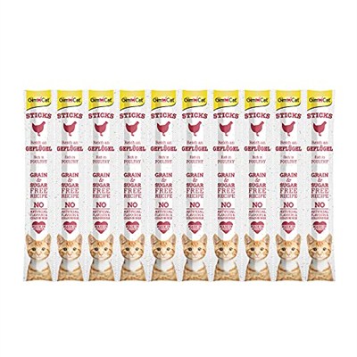 GimCat Sticks Kümes Hayvanları - Yüksek Et İçerikli ve Şeker Katkısız Yumuşak Çiğneme Çubukları - 1 Çoklu Paket (10 Çubuk)